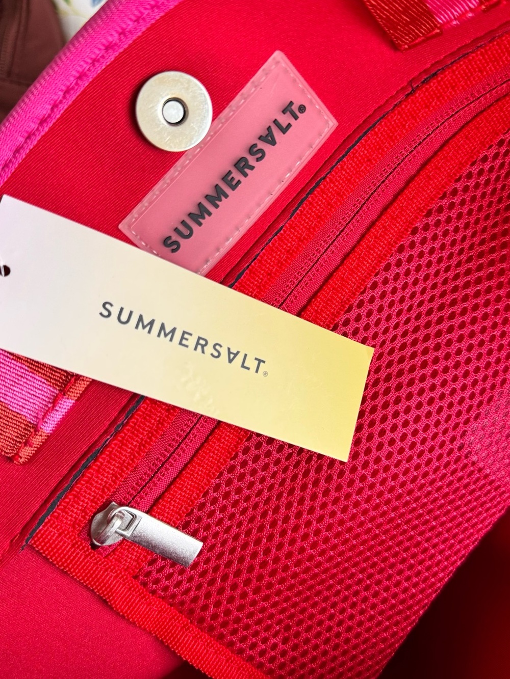 summersalt Hot Pink Mesh Interior Tote